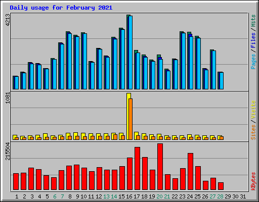 Daily usage for February 2021