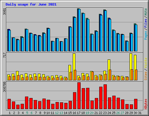 Daily usage for June 2021