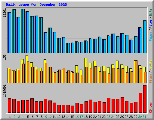 Daily usage for December 2023