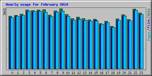 Hourly usage for February 2019